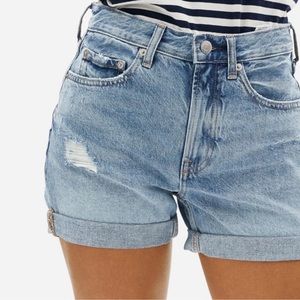 Everlane High Waist Denim Shorts - Light Blue